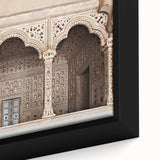 Extra large framed canvas featuring black textured arches with colorful accents, ideal for living room decor.