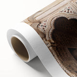 Art Deco poster featuring symmetrical arches in muted beige and cream on rolled canvas, ideal for nursery wall art.