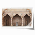 Rolled print of an architecture-themed artwork featuring arches in muted earth tones, ideal for dining room decor.