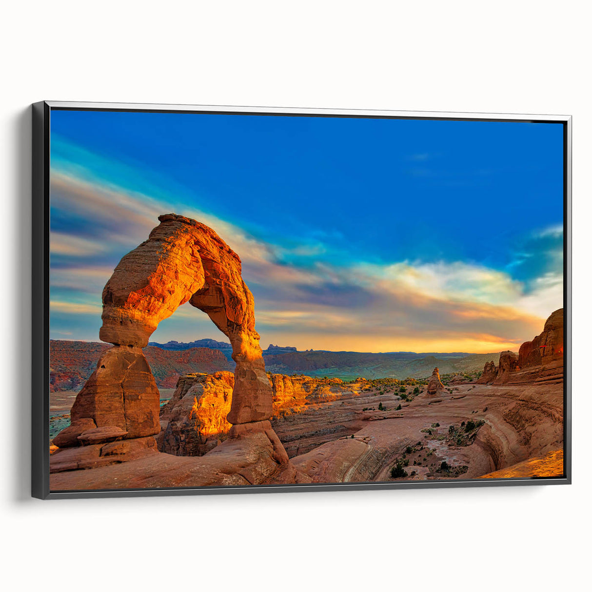 Black and white framed canvas featuring a vintage poster art of architectural arches, ideal for bedroom wall decor.