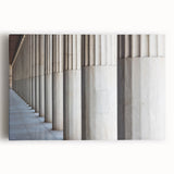 Black and white photo of classical columns on stretched canvas, ideal for kitchen wall art.