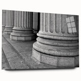 Acrylic print of large abstract columns in muted gray, ideal for bedroom or dining room decor.