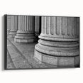 Black and white framed canvas featuring a vintage poster art style of classical architectural columns.