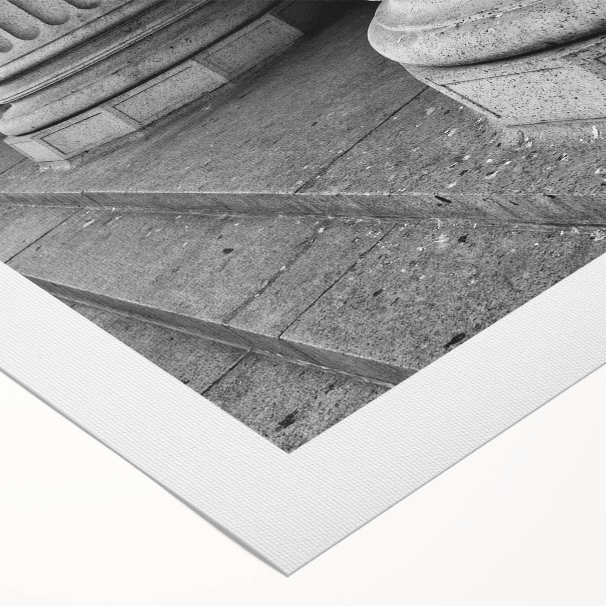 Art deco poster of elegant architectural columns in monochrome, printed on rolled canvas.