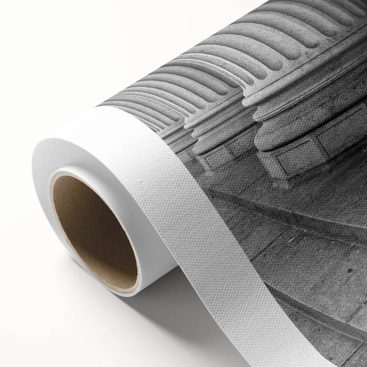 Art deco poster featuring symmetric column designs in monochrome, printed on rolled canvas.