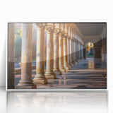 Art deco poster featuring white architecture columns on acrylic print, ideal for modern art wall decor in a nursery.