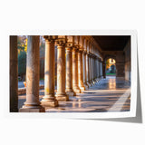 Greco-Roman columns in black and white on a rolled print, suitable as art wall dining room or classy bathroom wall art.