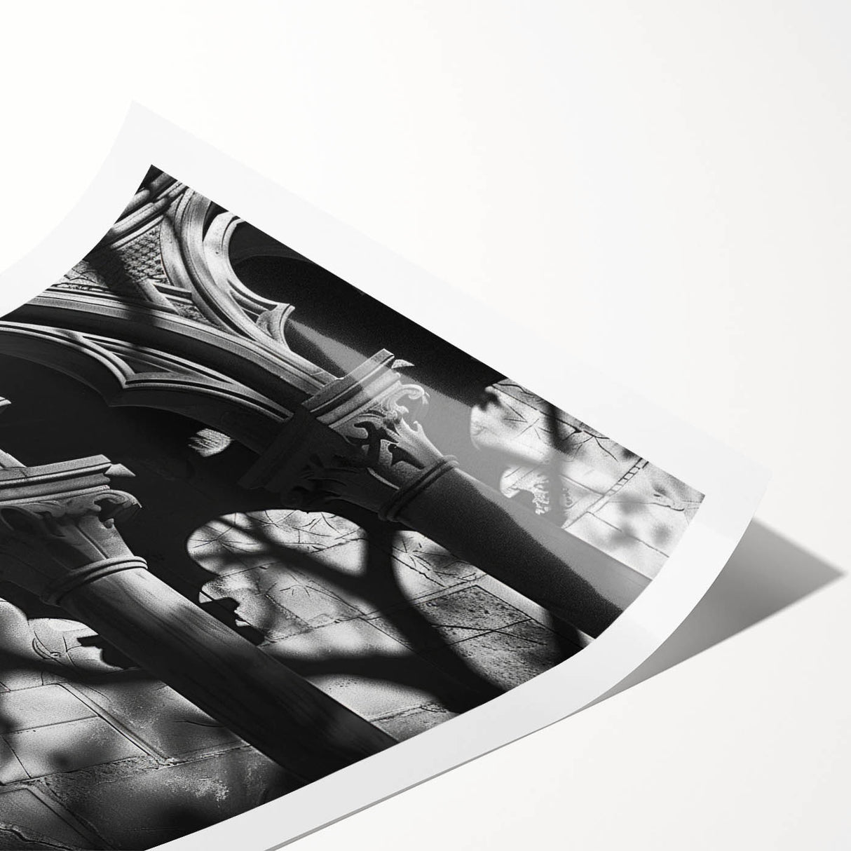 Extra large wall art featuring line art flowers on a rolled print, with a minimalist black and white palette.