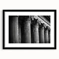 Extra large abstract art print featuring colorful, textured columns on a black framed canvas, ideal for living room decor.
