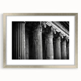 Textured abstract art print featuring geometric patterns in muted earth tones, displayed in a silver frame.