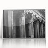 Art deco poster featuring white architectural columns on acrylic print, ideal for modern nursery wall art.