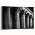 Black and white framed canvas of classical architecture columns, ideal for bedroom wall art.