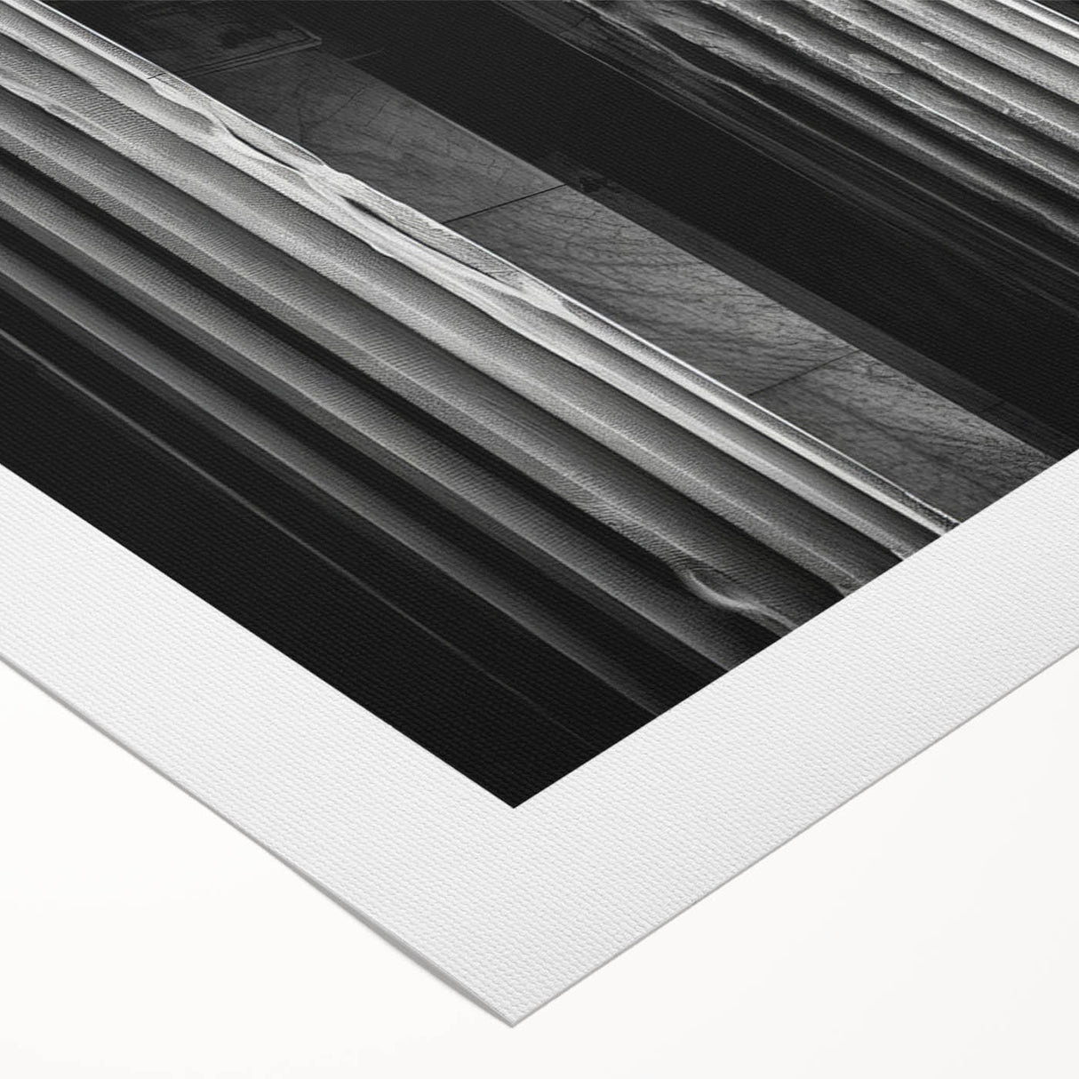 Art deco poster featuring monochrome columns, printed on rolled canvas, suitable for dining room walls.