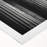 Art deco poster featuring monochrome columns, printed on rolled canvas, suitable for dining room walls.