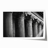 Extra large rolled print depicting classical architecture with detailed columns in muted earth tones.
