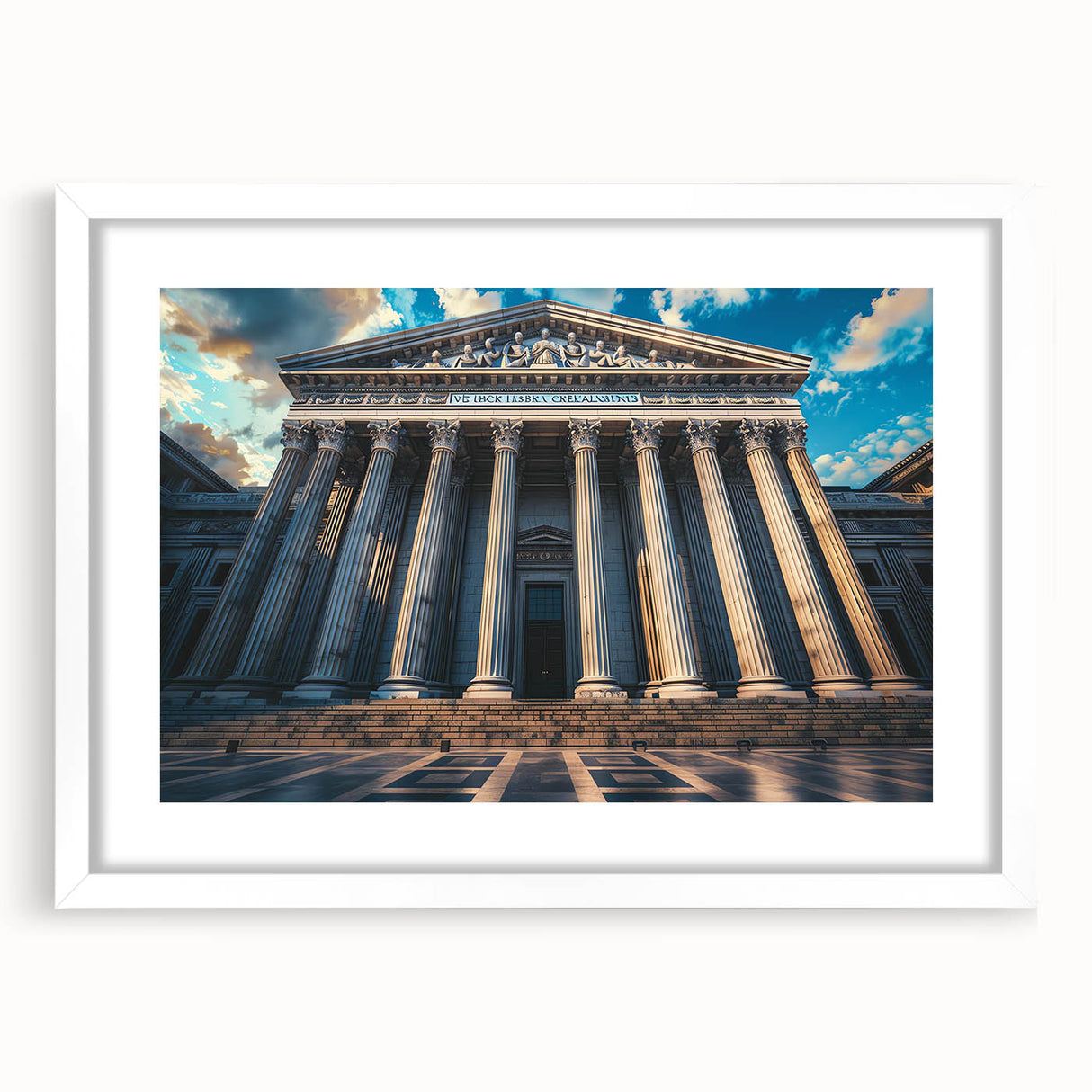 Extra large abstract art print featuring textured white columns on a canvas, ideal for living room decor.