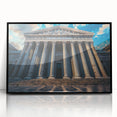 Large abstract wall art featuring black and white columns in a mid-century modernist style, acrylic print.