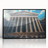 Large abstract wall art featuring black and white columns in a mid-century modernist style, acrylic print.