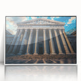 Art deco poster featuring symmetrical white columns on acrylic print, suited for modern nursery wall decor.