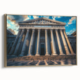 Framed canvas wall art featuring black and gold vintage columns in a landscape format, ideal for bedroom decor.