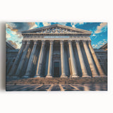 Black and white photo of classical columns on stretched canvas, suitable for kitchen wall art.