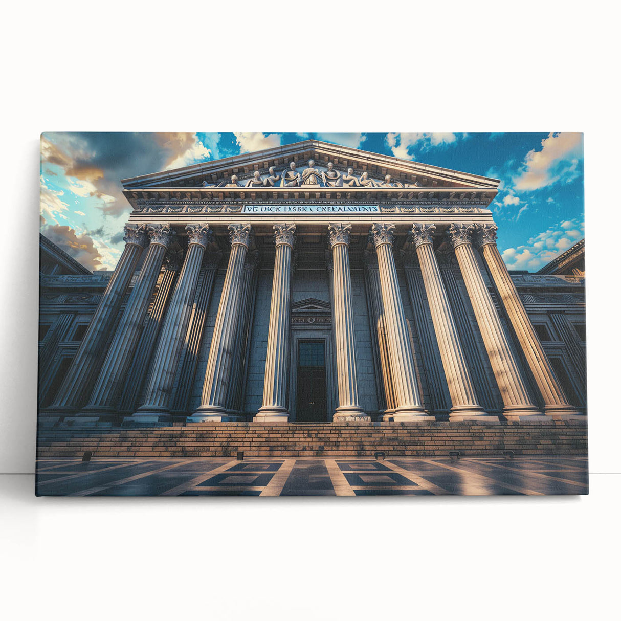 Black and white photo of architectural columns on stretched canvas, ideal for kitchen wall art or bedroom.