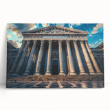 Black and white photo of architectural columns on stretched canvas, ideal for kitchen wall art or bedroom.
