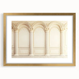 Extra large wall art featuring abstract art prints of textured columns in gold frame, ideal for living room decor.