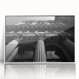 Art deco poster featuring white and gold columns on a framed acrylic, suitable for modern art wall decor.