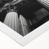 Art deco poster featuring monochrome architectural columns on rolled canvas, suitable for dining room decor.