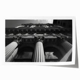Extra large rolled print of a classical architecture design with detailed columns in muted earth tones.