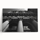 Black and white photo of architectural columns on a large stretched canvas, ideal for kitchen or bedroom wall art.