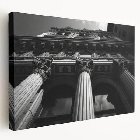 Large art print of Greco-Roman columns in muted beige tones on stretched canvas, suitable for kitchen wall art.