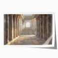 Rolled print of a classical architecture design with detailed columns in sepia tones, suitable for dining room wall art.