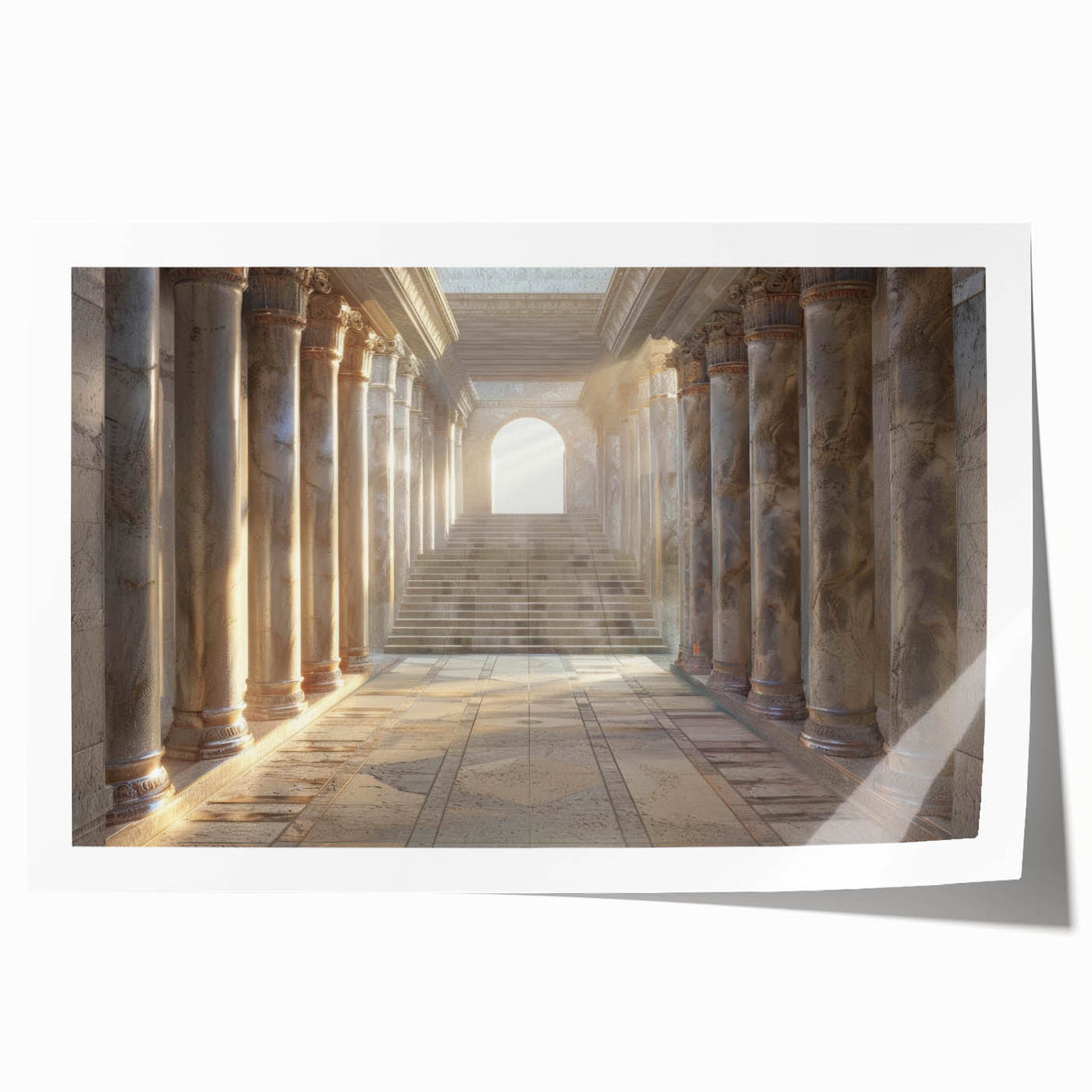 Rolled print of a classical architecture design with detailed columns in sepia tones, suitable for dining room wall art.