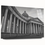 Acrylic print of large abstract wall art featuring column designs in monochrome, ideal for bedroom or dining room decor.