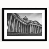 Extra large abstract art print featuring colorful, textured columns, presented in a black frame with mat.