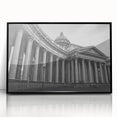 Large abstract wall art featuring black and white mid-century modernist columns on acrylic, suited for modern decor.