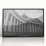 Large abstract wall art featuring black and white mid-century modernist columns on acrylic, suited for modern decor.