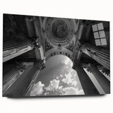 Large abstract wall art on acrylic glass featuring symmetrical column designs in monochrome.