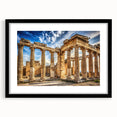 Extra large abstract art print featuring colorful, textured columns on a black framed canvas, ideal for living room decor.