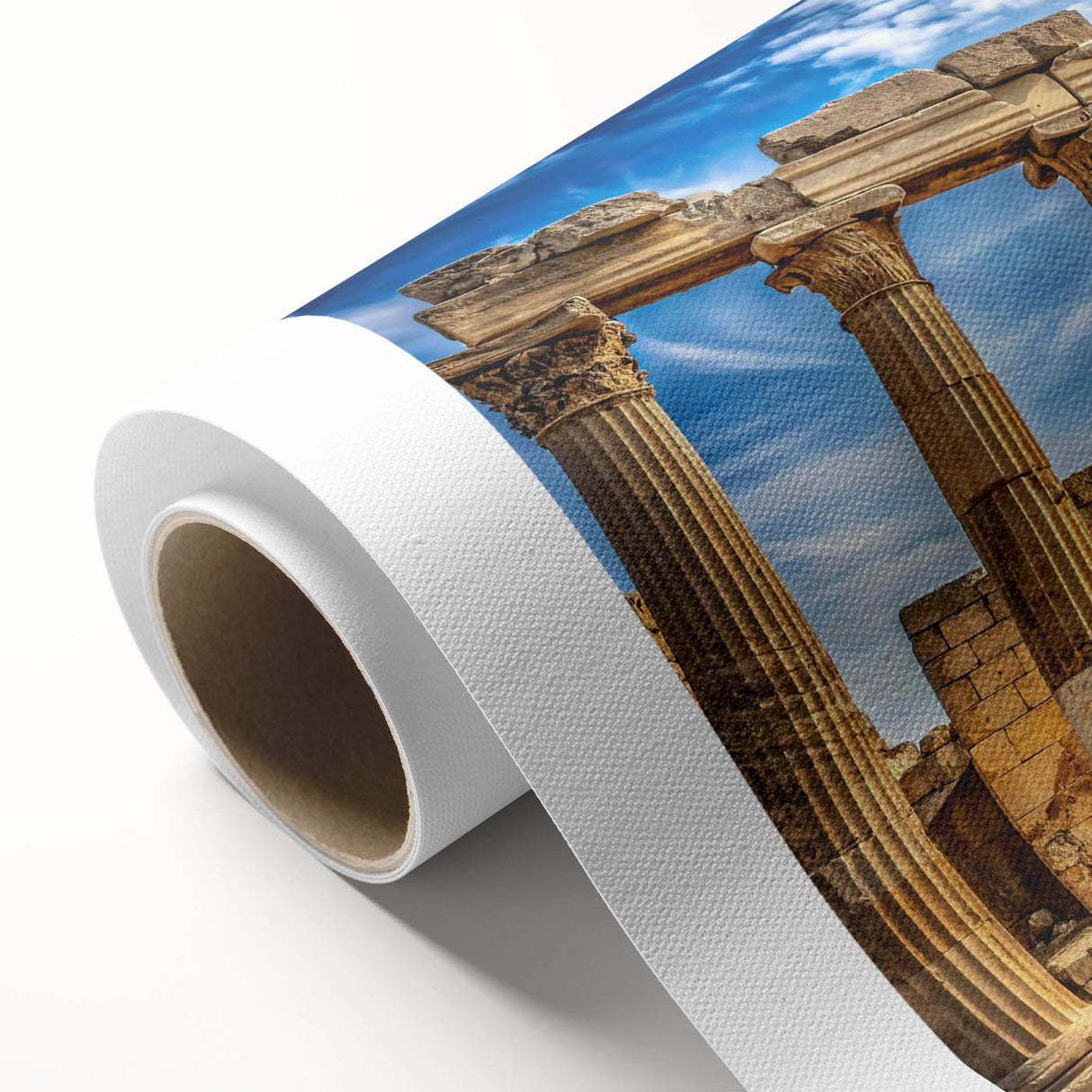 Art deco poster featuring symmetrical columns in monochrome, printed on rolled canvas.