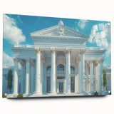 Acrylic print of large abstract columns in muted gray, ideal for dining room or bedroom decor.