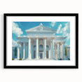 Extra large abstract art print featuring colorful, textured columns on a black framed canvas, ideal for living room decor.