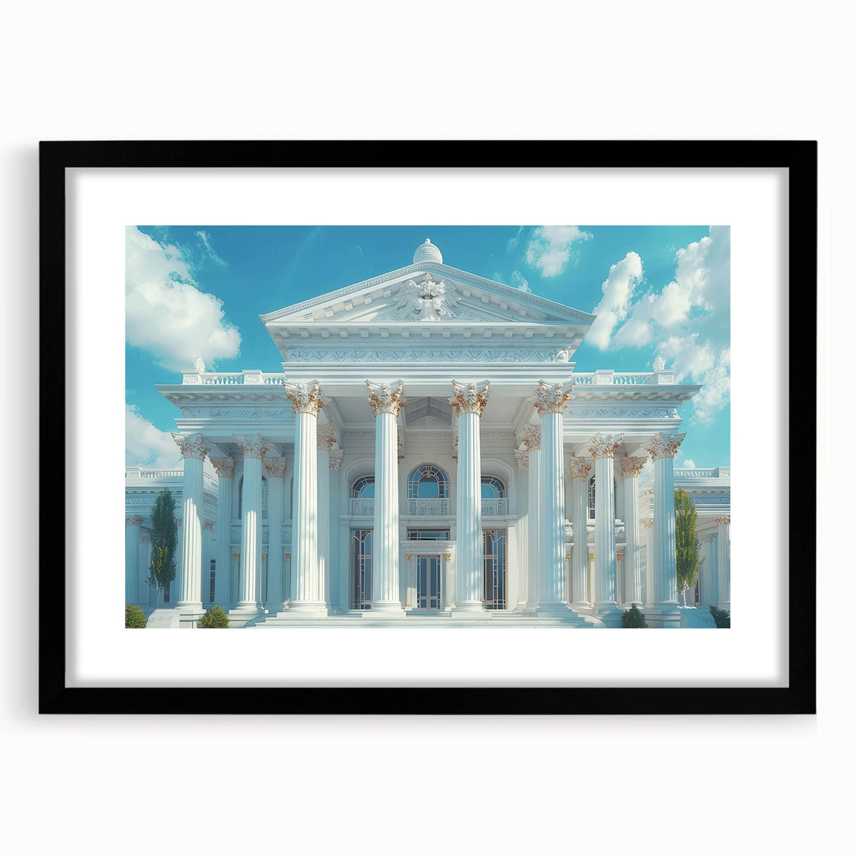 Extra large abstract art print featuring colorful, textured columns on a black framed canvas, ideal for living room decor.