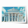 Extra large rolled print of a classical architecture design with intricate columns in muted beige tones.