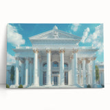 Black and white photo of classical columns on stretched canvas, ideal for kitchen wall art or bedroom ambiance.