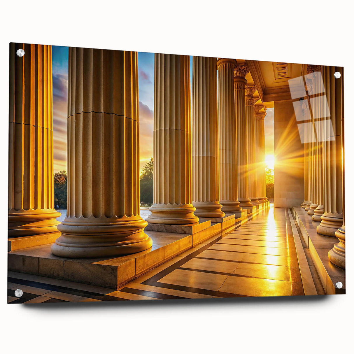 Large abstract wall art featuring monochrome columns on acrylic glass, ideal for modern dining or bedroom decor.