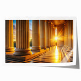 Extra large rolled print of classical columns in muted earth tones, ideal for art wall dining room or bathroom.