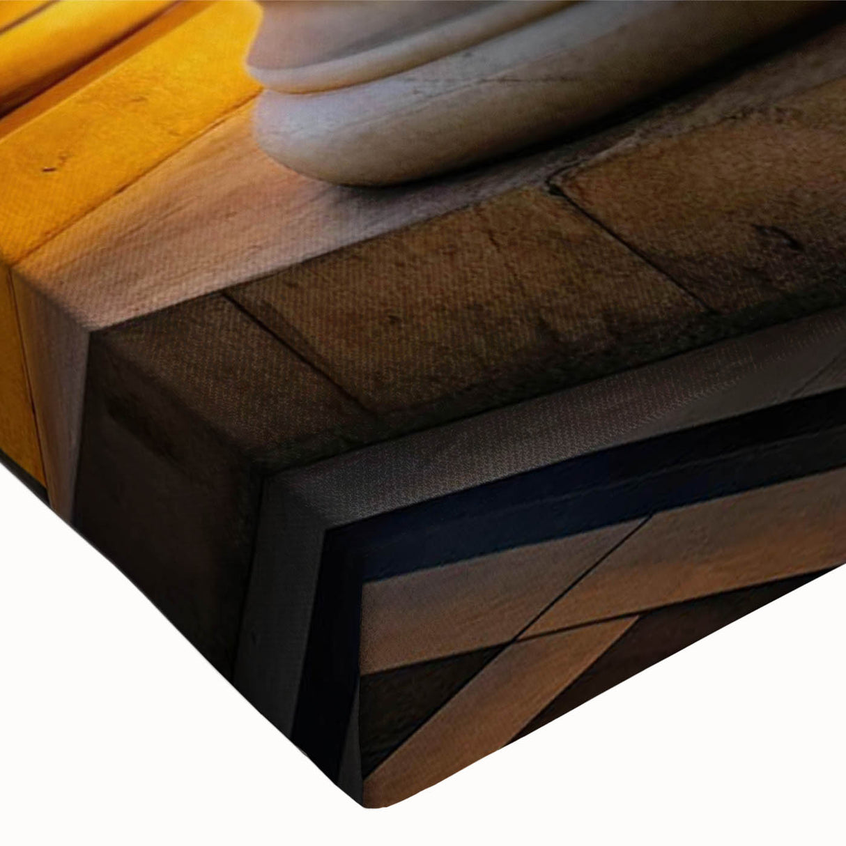 Black and white photo of large architectural columns on canvas, ideal for bedroom wall decor.